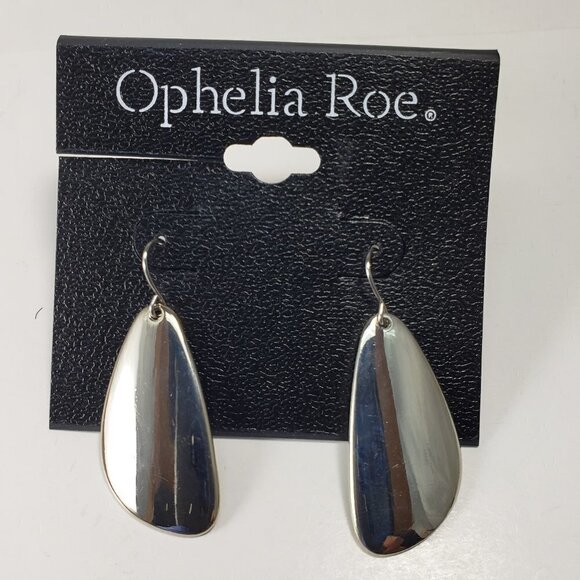 Polished Silver-tone Teardrop Fishhook Earrings - Picture 1 of 6